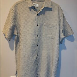 Men's Casual Beige Patterned Button-Down Shirt